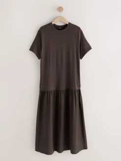 Next Jersey Two In One T-Shirt Dress Chocolate Brown Discount