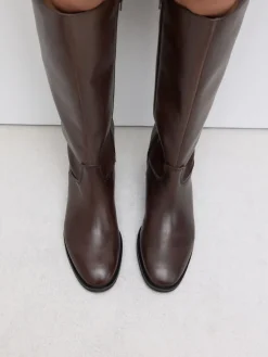 Next Standard/Wide Fit Forever Comfort® Flat Riding Boots Chocolate Brown Leather Online