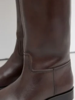 Next Standard/Wide Fit Forever Comfort® Flat Riding Boots Chocolate Brown Leather Online