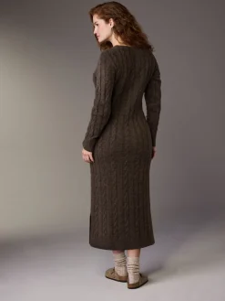 Next Maternity Knitted Nursing Dress Chocolate Brown Best