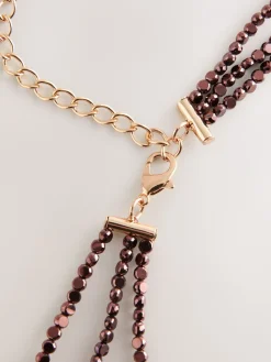 Next Metallic Skinny Tiered Beaded Belt Chocolate Brown Sale