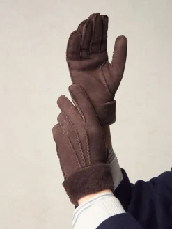 Next N. Premium Leather Sheepskin Gloves Chocolate Brown Discount