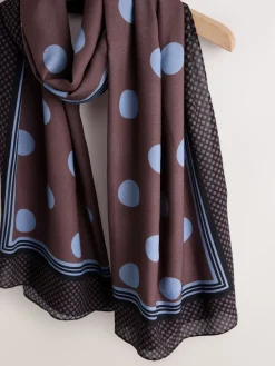 Next Chocolate Brown Polka Dot Lightweight Scarf Best