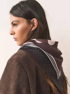 Next Chocolate Brown Polka Dot Satin Square Scarf Clearance