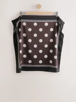 Next Chocolate Brown Polka Dot Satin Square Scarf Clearance