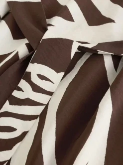 Next V-Neck 3/4 Length Sleeve Maxi Kaftan Dress Chocolate Brown Print Hot