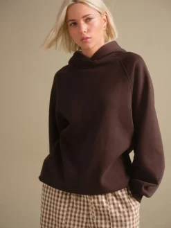 Next Relaxed Fit Heavyweight Longline Hoodie Chocolate Brown Hot