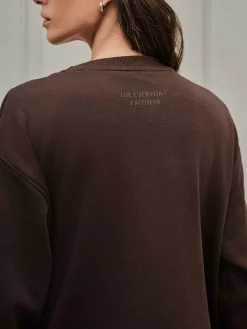 Next Chocolate Brown Relaxed Fit Essentials Longline Sweatshirt with Pockets Discount