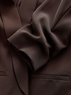 Next Chocolate Brown Relaxed Ruched Sleeve Blazer Hot