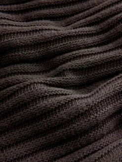 Next Ribbed V-Neck Knitted Jumper Chocolate Brown New