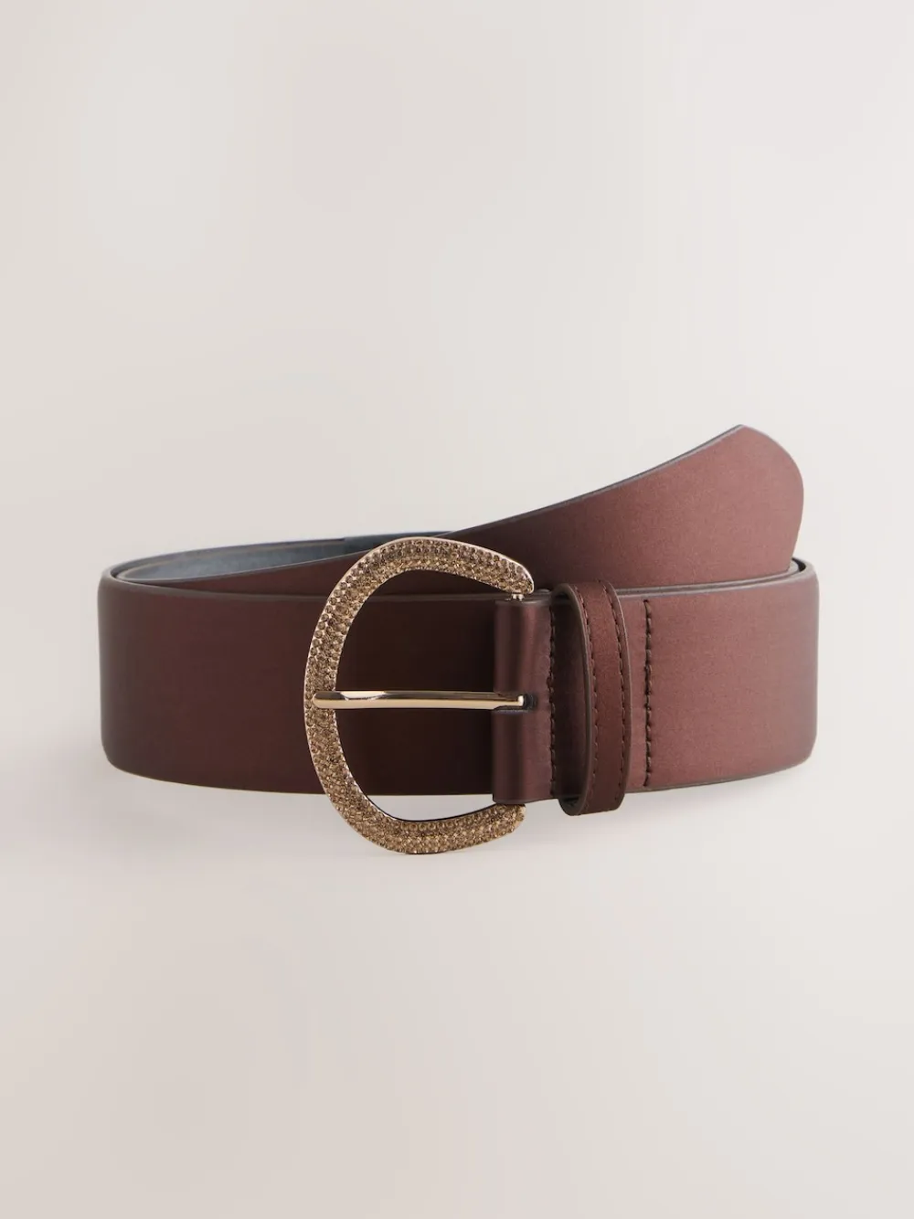 Next Satin Belt with Diamante Buckle Chocolate Brown Online