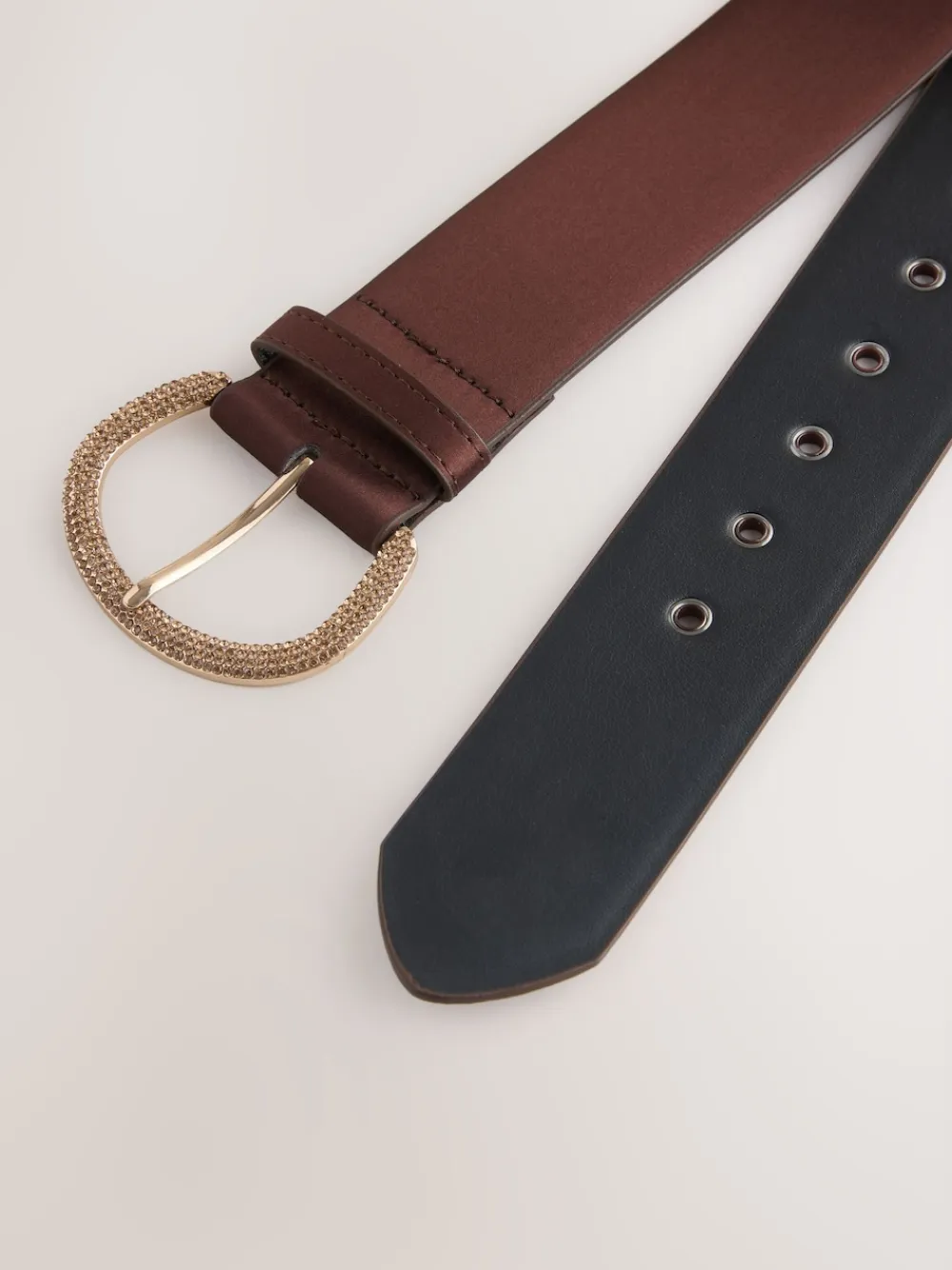 Next Satin Belt with Diamante Buckle Chocolate Brown Online