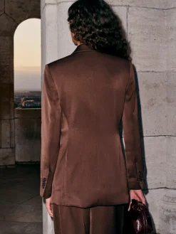 Next Chocolate Brown Satin Wrap Blazer Clearance