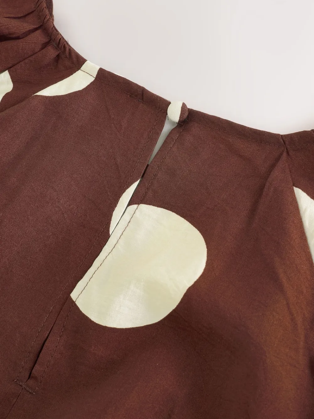 Next Print Puff Sleeve Midi Dress Chocolate Brown Spot