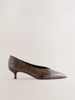 Next Standard/Wide Fit Point Toe Low Kitten Heels Shoes Chocolate Brown Online