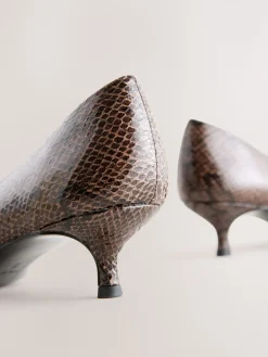 Next Standard/Wide Fit Point Toe Low Kitten Heels Shoes Chocolate Brown Online