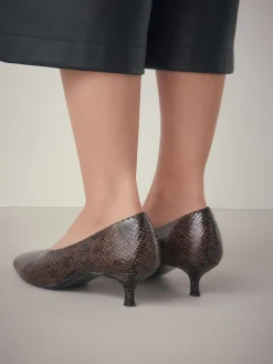 Next Standard/Wide Fit Point Toe Low Kitten Heels Shoes Chocolate Brown Online