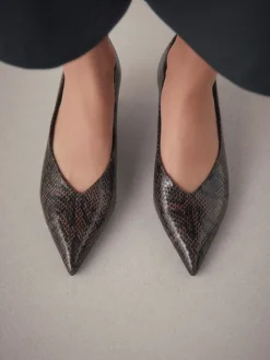 Next Standard/Wide Fit Point Toe Low Kitten Heels Shoes Chocolate Brown Online