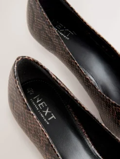 Next Standard/Wide Fit Point Toe Low Kitten Heels Shoes Chocolate Brown Online