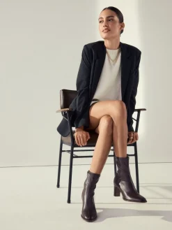 Next Standard/Wide Fit Forever Comfort® Round Toe Sock Boots Chocolate Brown Hot