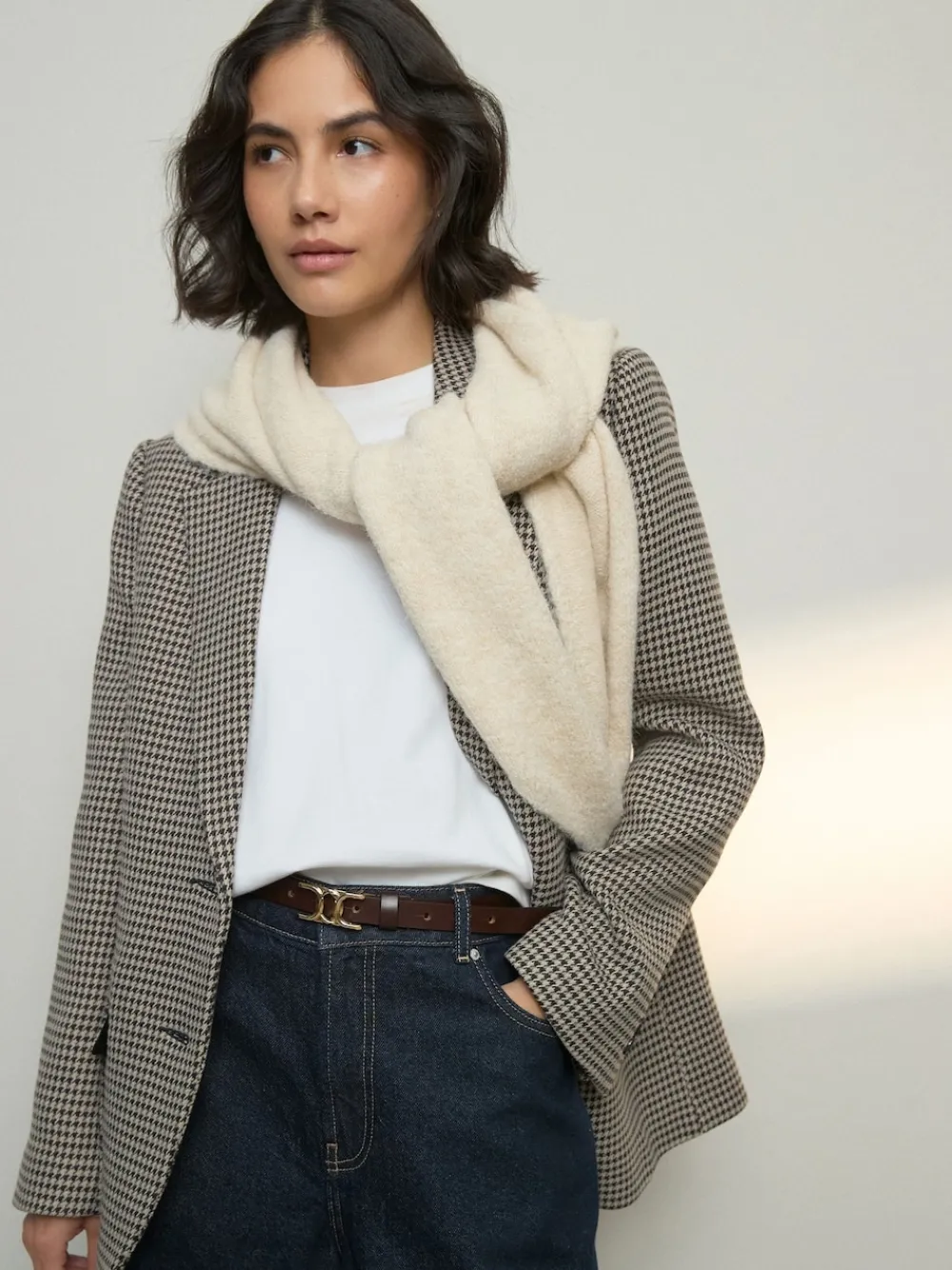 Next Statement Buckle Skinny Leather Belt Chocolate Brown Hot