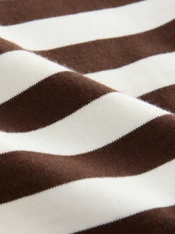 Next Heavyweight Short Sleeve Crew Neck T-Shirt Chocolate Brown Stripe