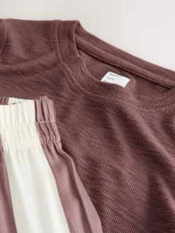 Next Long Sleeve Pyjamas Chocolate Brown Stripe Outlet