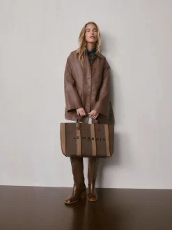 Next Shoulder Bag Chocolate Brown Stripe Online