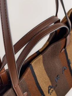 Next Shoulder Bag Chocolate Brown Stripe Online