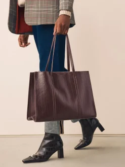 Next Structured Tote Bag Chocolate Brown Outlet