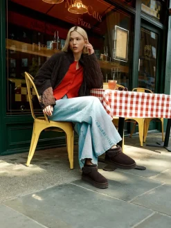 Next Faux Fur Borg Platform Boots Chocolate Brown Suede Online