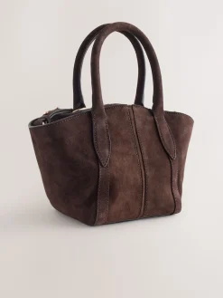 Next Chocolate Brown Suede Flower Charm Cross-Body Bag Sale