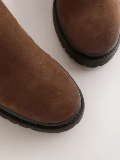 Next Forever Comfort® Biker Ankle Boots Chocolate Brown Suede New