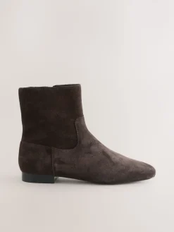 Next Forever Comfort® Flat Ankle Boots Chocolate Brown Suede Best