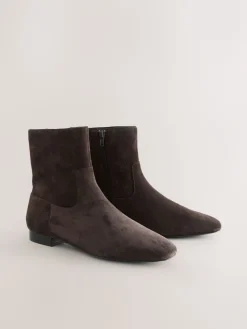 Next Forever Comfort® Flat Ankle Boots Chocolate Brown Suede Best