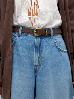 Next N. Premium Made In Italy Mid Width Belt Chocolate Brown Suede