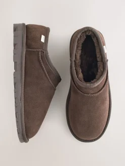 Next Suede Shoot Slippers Chocolate Brown Discount