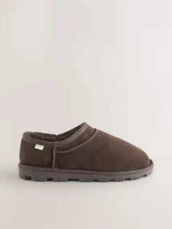 Next Suede Shoot Slippers Chocolate Brown Discount