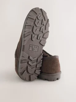 Next Suede Shoot Slippers Chocolate Brown Discount