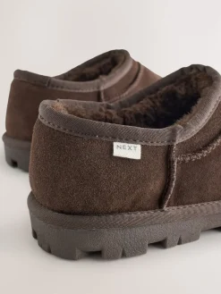 Next Suede Shoot Slippers Chocolate Brown Discount