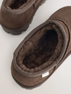 Next Suede Shoot Slippers Chocolate Brown Discount