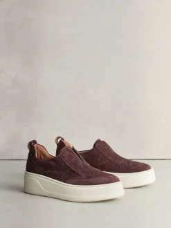 Next Signature Leather Chunky Wedge Platform Trainers Chocolate Brown Suede Outlet