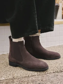 Next Chocolate Brown Suede Standard/Wide Fit Forever Comfort® Chelsea Ankle Boots Sale