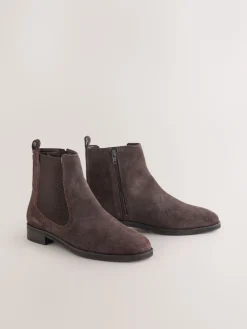 Next Chocolate Brown Suede Standard/Wide Fit Forever Comfort® Chelsea Ankle Boots Sale