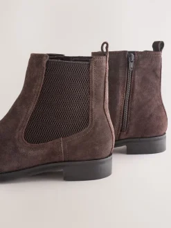 Next Chocolate Brown Suede Standard/Wide Fit Forever Comfort® Chelsea Ankle Boots Sale