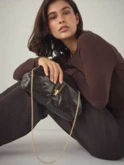 Next Chocolate Brown Volume Clutch Bag