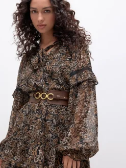 Next Wide Corset Belt Chocolate Brown Sale