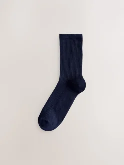 Next Ribbed Ankle Socks 4 Pack Chocolate Brown/Blue Sale