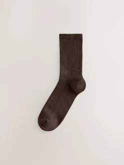 Next Ribbed Ankle Socks 4 Pack Chocolate Brown/Blue Sale
