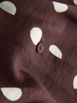 Next Long Sleeve Midi Shirt Dress Chocolate Brown/Ecru Polka Dot Outlet